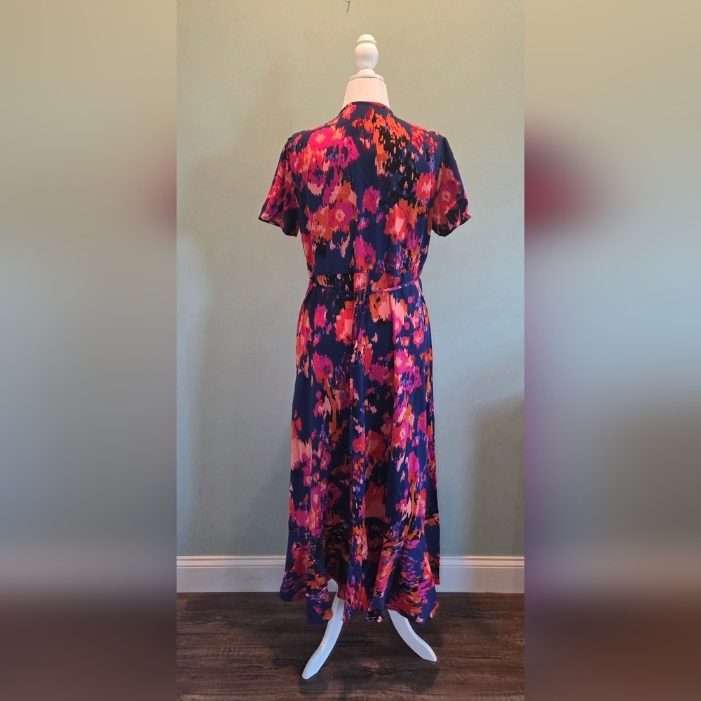 Prettygarden Floral Midi Maxi Wrap Dress Size Large Short Sleeve Floral - Picture 8 of 16